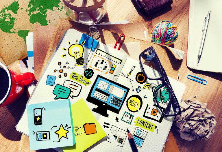aerial-view-website-content-layout-design-illustraion-notebook